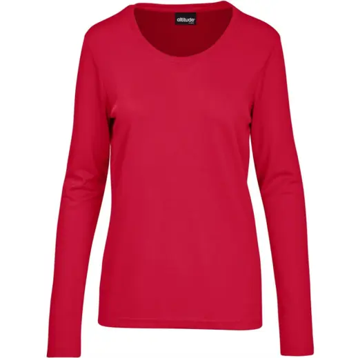 Ladies Long Sleeve All Star T-Shirt Red Front
